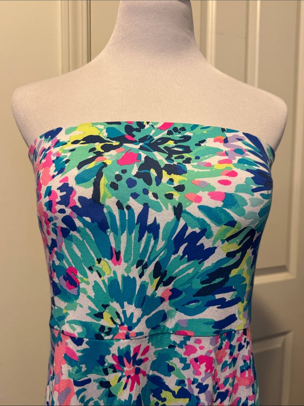 Lilly Pulitzer Strapless Dress in Teal, Pink, Blue, Yellow - Picture 2 of 9
